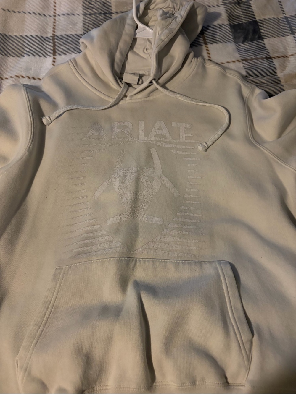 Ariat Cream Pullover Hoodie with Embossed Logo